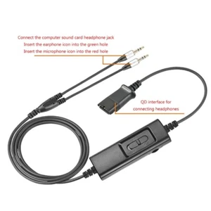 Multi Purpose 3.5mm Plug to (Quick Disconnect) Cable Headset Cord - Zdjęcie 1 z 14