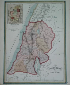 1850 nice ORIGINAL MAP HOLY LAND PALESTINE ISRAEL JORDAN LEBANON JERUSALEM JAFFA - Picture 1 of 7