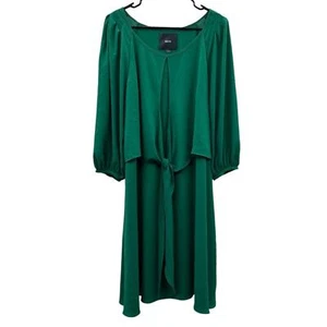 Anthropologie Maeve Valparaiso Emerald Green Tie Front Midi Dress Size 10 - Picture 1 of 9