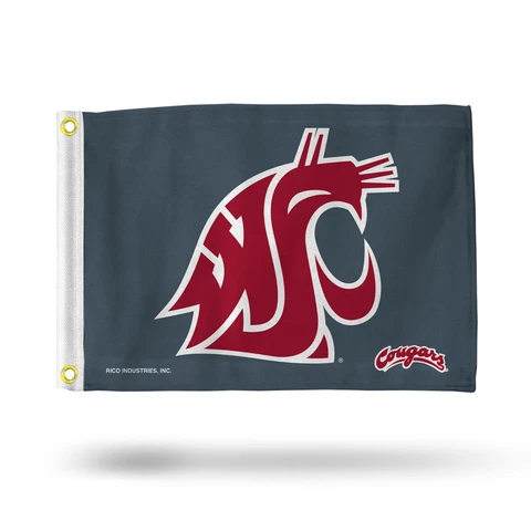 Washington State Cougars 12" x 18" Boat Flag Golf Cart Flag- Gray Cover