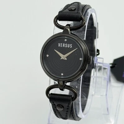 Women's VERSUS by Versace All Black Crystal Watch, Leather Band, 30mm 3C67600000 - Image 1 of 4