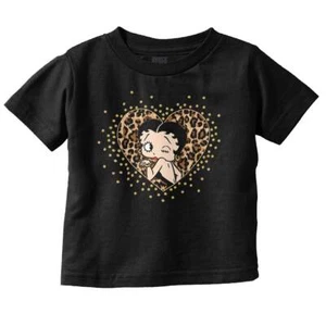 Betty Boop Retro Cartoon Cheetah Print Heart Toddler Girl Youth T Shirt For Kids - Picture 1 of 5