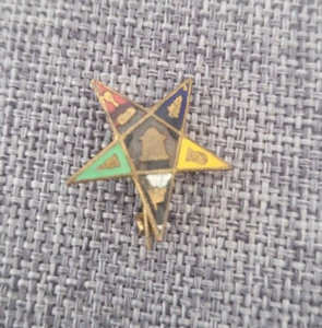 INSIGNIA ESMALTADA VINTAGE MASÓNICA ORDEN DE LA ESTRELLA ORIENTAL - Imagen 1 de 2