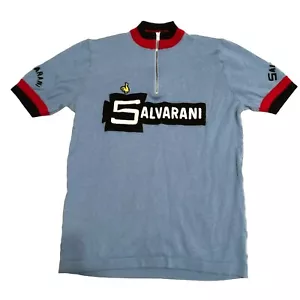 1972 SALVARANI AUTHORIZED REPLICA JERSEY WOOL BLEND DEMARCHI SIZE L BLUE MENS - Picture 1 of 5