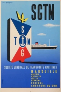 GEORGET GUY SGTM MARSEILLE AMERIQUE DU SUD 1950 VINTAGE POSTER - Picture 1 of 1