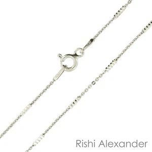 Collar de cadena británica con acabado de rodio con acabado de diamante corte tubo de plata esterlina 925 Italia - Imagen 1 de 4