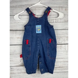 Vintage Health Tex Baby Overalls Denim 12 month Bunny Rabbit Patch USA Snaps 90s - Picture 1 of 6