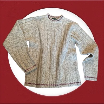 Suéter de punto crema de lana de cordero Timberland vintage con ribete rojo para hombre talla mediana Foto 1 de 4