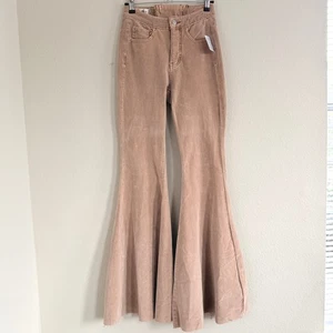 Jeans Free People Jayde in velluto a coste svasati fondo a campana marrone taglia 24 curvy - Foto 1 di 13