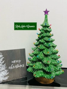 17 In Ceramic Tree ,  has a glazed top, a hand painted base,battery Light - Picture 1 of 2