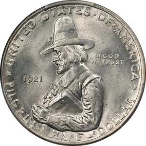 1921 Pilgrim Commem Half Dollar PCGS MS65 Great Eye Appeal Strong Strike - Picture 1 of 4