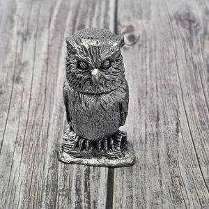Pewter Owl Thimble And Pin holder Hand Crafted Signed USA - Picture 1 of 7