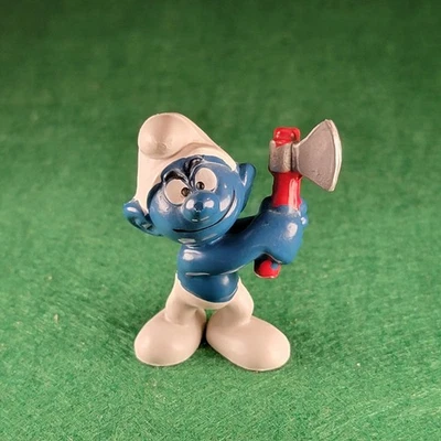 FIGURA DE JUGUETE PITUFO HACHA LEÑADOR PEYO SCHLEICH LEÑADOR VINTAGE PITUFO 1978 Foto 1 de 4