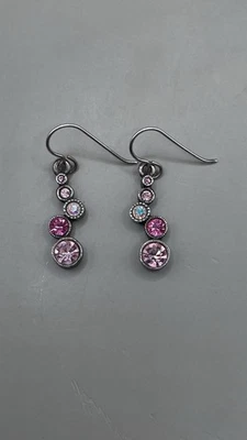 Pendientes para mujer Patricia Locke perforados placa de plata rosa cristal de Swarovski 2003 Foto 1 de 4