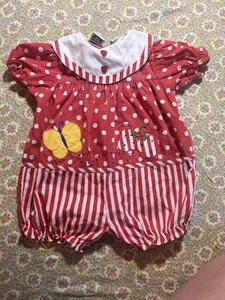 Vintage Mayfair Kids One Piece Infant Girls Red Strawberry Outfit Size 24 M - Picture 1 of 7
