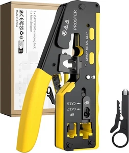 Proster Pass Through RJ45 Crimp Tool - CAT7 Ethernet Crimping Tool for 8P RJ45 - Picture 1 of 9