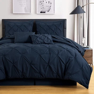 Juego de edredón pintuck plisado pellizco cama en bolsa Chezmoi Collection 10 piezas Foto 1 de 4