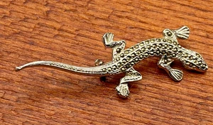 Spilla/spilla diamante marcasite design lucertola metallo argento vintage  - Foto 1 di 7