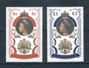 Gibilterra 1977. Elisabetta II Set francobolli Giubileo in argento. MNH. Sg 371-372 - Foto 1 di 2