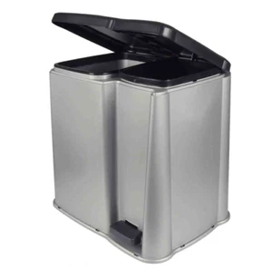Treteimer 1x 13L 1x 6L Doppel Mülleimer TRETEIMER 42 x 32 x H 40 cm Grau/Silber - Bild 1 von 1