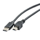 1 Ft (32 cm) USB Mini B 5-pinowy męski na typ C (USB 3.1) męski adapter kabel