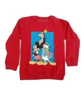 Disney Fleece Sweatshirt Mickey Mouse, Donald Duck, Goofy Size M Red - Picture 1 of 5