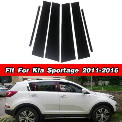 6 глянцевых черных стоек стойки отделка окон чехол подходит для Kia Sportage 2011-2016 - Изображение 1 из 4