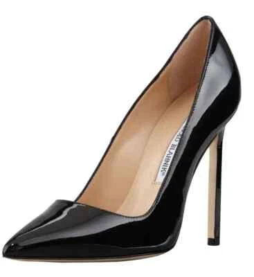$745  NEW Manolo Blahnik BB 105 Pumps Patent Leather Black Heels Shoes  36.5 37 - Image 1 of 4