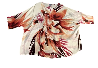 Blusa Maggie Barnes Catherines Mujer 3X Pullover Transparente Cuello en V Floral Foto 1 de 4