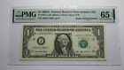 1 2003 Radar Serial Number Federal Reserve Currency Bank Note Bill Pmg Unc65epq