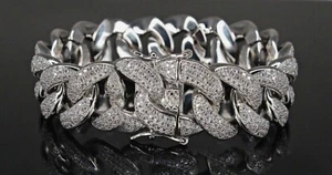 Ice Out 18MM Miami Cuban Link Bracelet 14k White Gold Finish Bling Down MASSIVE - Picture 1 of 6