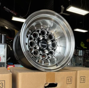 VMS Racing Revolver Black Polished Lip Rivets Drag Wheel 13x10 4X100 0ET VWRE011 - Picture 1 of 10