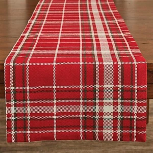 Corredor de mesa a cuadros Park Designs Noelle 15" x 54" Navidad a cuadros rojo blanco verde - Imagen 1 de 1