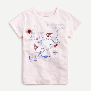 J.Crew Crewcuts Girls' nautical graphic T-shirt Map Adventure Tee NWT AY208 - Picture 1 of 6