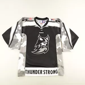 Adirondack Thunder Jersey Mens Small Black White Camo ECHL Hockey Shirt Reebok - Picture 1 of 11