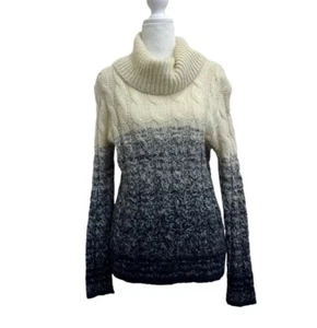 Suéter Lauren Ralph Lauren Mezcla Mohair Ombré Cable Tejido Cuello Alto Talla M - Imagen 1 de 12