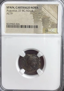 Nova Carthage Very Rare NGC Genuine 27BC-14AD Emperor Augustus Coin King Ptolemy - Picture 1 of 14