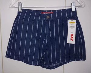 UNION BAY LADIES HIGH RISE STRETCH BLUE STRIPED SHORTS-JR. 3-NWT-$39-NICE - Picture 1 of 4