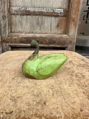 古董木制手工制作黄铜头天鹅鸭人偶 — 第 1/4 张图片