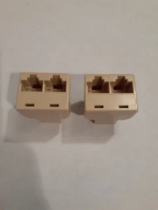 2PCs - 2-Way RJ45 LAN Ethernet Network Splitter Extender Adapter Female Jacks - Picture 1 of 3