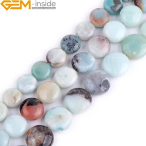 Coin Amazonite Stone Beads For Jewelry Making Strand 15" Big size Natural Stone - Picture 1 of 32