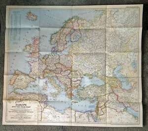 1949 JUNIO National Geographic SUPLEMENTO DE MAPA: EUROPA Y EL Cercano Oriente - Imagen 1 de 5