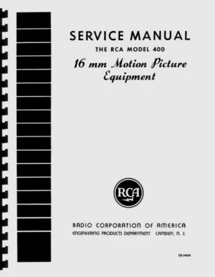 Proyector RCA Modelo 400 16mm (1949) Manual de Servicio y Reparación Reimpresión Foto 1 de 2
