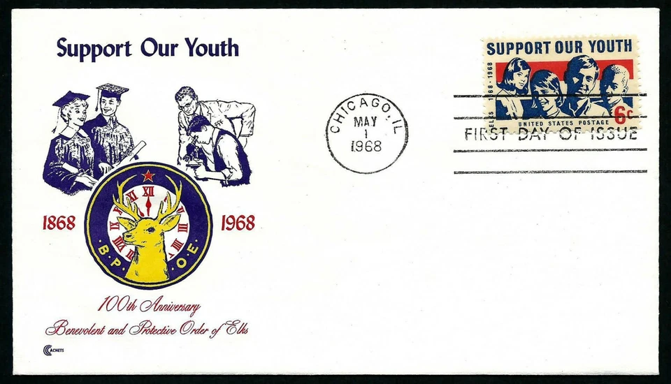 USA, SCOTT # 1342, CC CACHETS FDC COVER SUPPORT OUR YOUTH, YEAR 1968 - Image 1 of 1