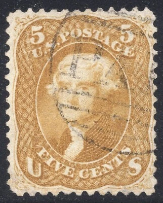 [st7152] USA 1861 Scott#67 used 5¢ buff w/black "PAID" grid cancel Exp.W.T.Crowe - Image 1 of 3