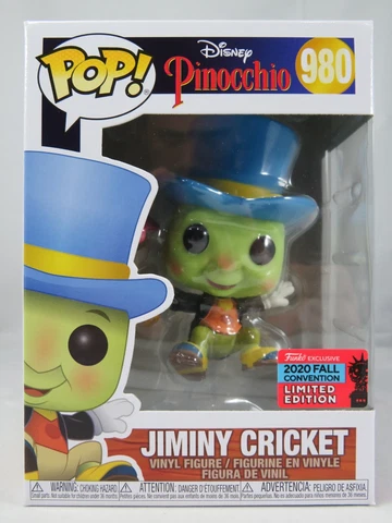 Disney Funko Pop - Jiminy Cricket - Pinocchio -  NYCC - No. 980 - Free Protector Cover