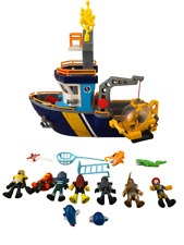 Imaginext Ocean Rescue Boat Plus 7 Figure Bundle Fisher Price Mattel 2007 H16"