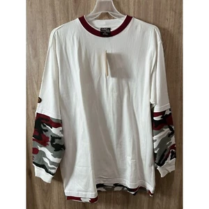 ESMX Herren XL weiß T mit Camouflage Langarm Vintage NEU Nos **LESEN** - Bild 1 von 7