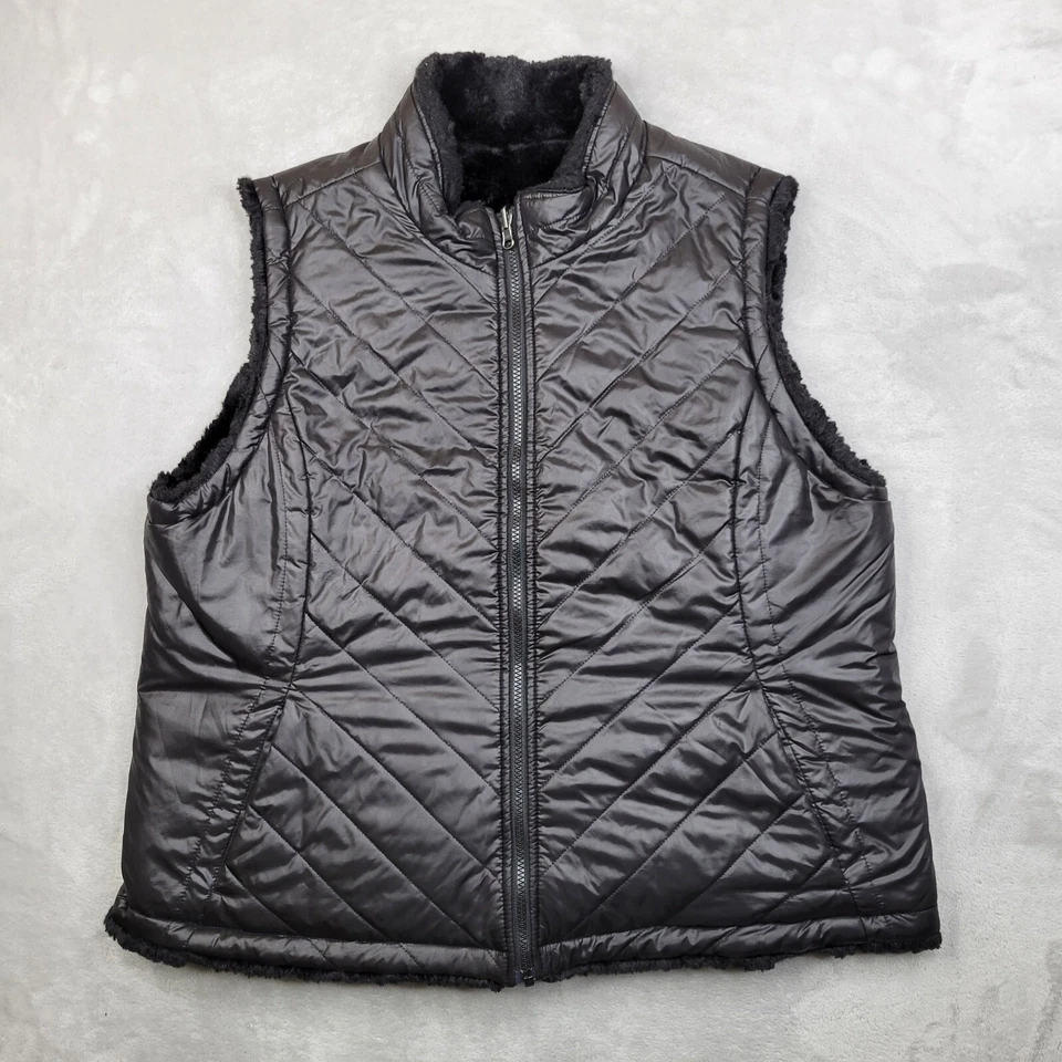 Chaqueta Nicole Miller Mujer XXL Chaleco Reversible Sherpa Vellón Piel Abrigo Puffer Foto 1 de 4