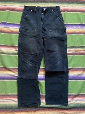 De colección Carhartt Doble Rodilla B01 Negro 33x33 (31x31) Negro Envejecido EE. UU. Desteñido Foto 1 de 4